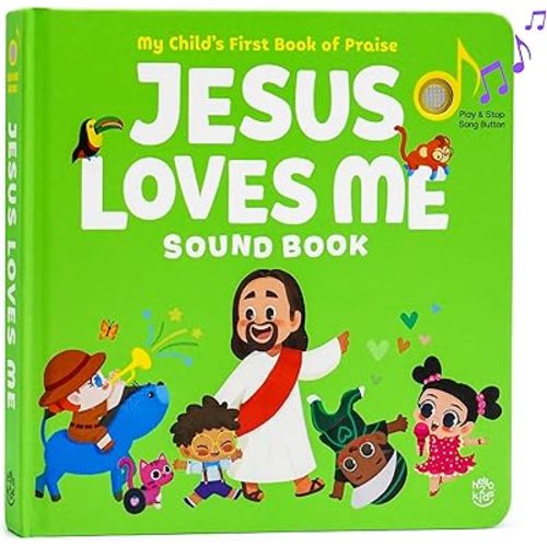 Jesus Loves Me Christian Sound Books for Kids - 6 Bible Songs - Christening, Baptism Gifts for Boys and Girls - Religious Toys, Interactive Music Books for Toddlers - Baby Dedication