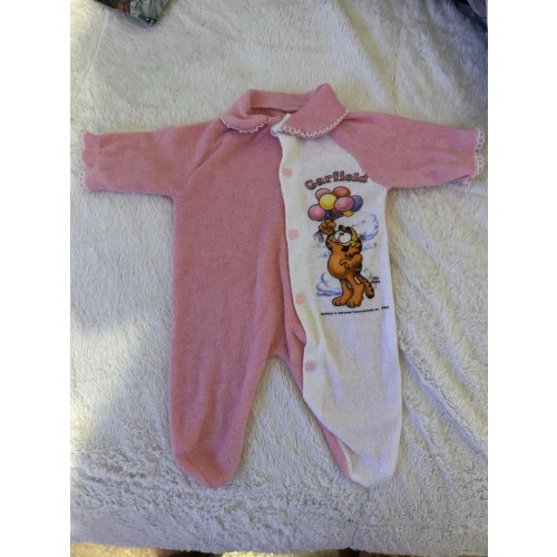 Vintage Garfield Pink Infant One Peice Newborn Rare! 1970’s