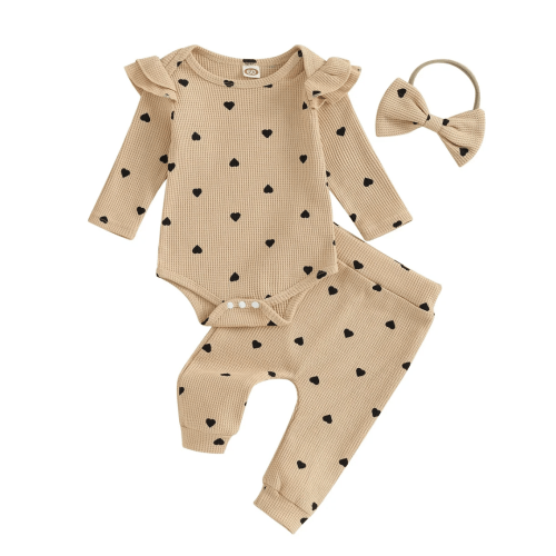 6-12 Month - Waffle Hearts Tracksuit and Bow