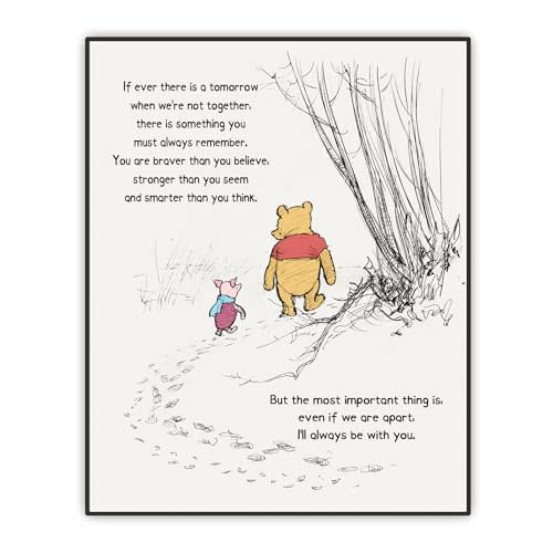 Nursery Wall Decor, Winnie Wall Art, If Ever There Is A Tomorrow, A. A. Milne the Pooh Quote Classic Poster, Encouragement Gift for Kids, Unframed Print (8"x10")