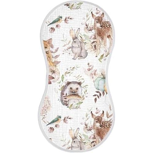 Woodland Animals Muslin Burp Cloth for Baby Washcloths Cotton Burping Rags 22 x 11 in Soft and Absorbent Newborn Face Towels 2 Pack