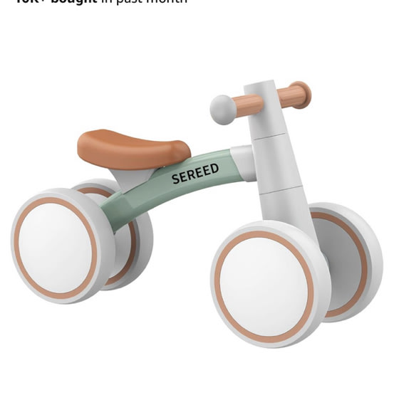 SEREED Baby Balance Bike for 1 Year Old Boys Girls 12-24 Month Toddler Balance Bike, 4 Wheels Toddler First Bike, First Birthday Gifts