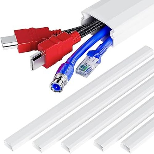 Delamu Cord Hider Wall, 94.5in Cord Covers for 3-4 Wires on Wall, Easy Set up Cable Hider Cable Management, Large Wire Hiders Wire Covers for TV Cords, Cables Cover Raceway, 6X W1.18 H0.67in, White
