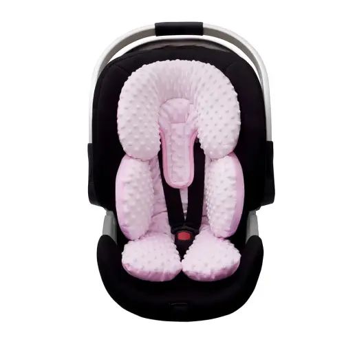Pro Goleem Infant Car Seat Head Neck Body Support, Ultra-Soft Minky and Microfiber Newborn Car Seat Insert, Perfect for Car Seat, Stroller, 2-in-1 Reversible, Girls, Pink