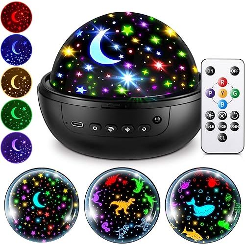 Night Light for Kids, 93 Lighting+3 Films Kids Night Light Projector, Remote+Dimmable Star Projector, 360° Slient Star Lights for Ceiling Projector, Stars for Ceiling Stars,Gifts&Room Decor
