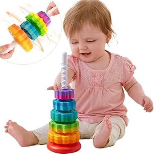 Amazon.com: CAPT.GOOSE Rainbow Spinning Toy, Stacking Toy for Toddlers 1-3, Educational Montessori, Developmental Baby & Toddler, Autism Sensory, Gifts for One Year Old Girl Boy : Toys & Games