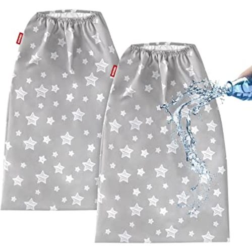 Wet Bag for Cloth Diapers 2 Pack Water Resistant, Cloth Diaper Pail Liner Fit for Ubbi Diaper Pail, Reusable and Washable Cloth Diaper Wet Bag for Cloth Diaper, Laundry, 14 x 20 Inch, Grey Star