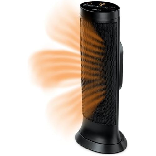 Honeywell Slim Ceramic Tower Heater, Large Room, Black – Easy to Use – Slim Space Heater with Two Heat Settings