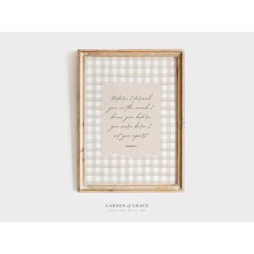 Jeremiah 1:5 - Before I Formed You Nursery Wall Art | Christian Neutral Kid&#39;s Room Decor | Bible Verse Print |  Scripture Farmhouse Decor