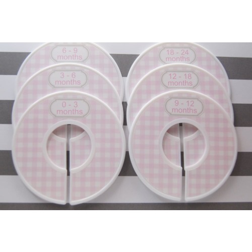Custom Baby Closet Dividers Pink Gingham Clothes Organizers Baby Girl Shower Gift Assembled