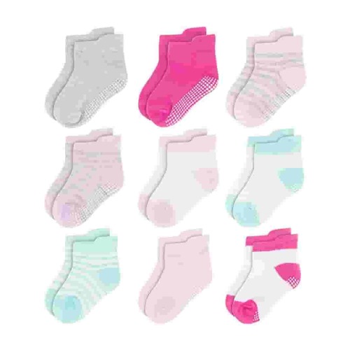Rising Star Unisex Non Slip Low-Cut Grip Socks for Infants and Toddlers (9 Pack)