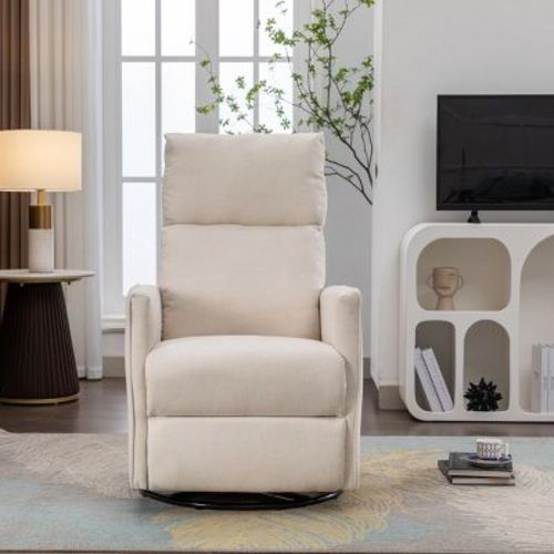 Swivel Manual Recliner Chair For Adults,Charcoal Polyester Upholstered Nursery Glider Recliner High Back Reclining Single Sofa Chair-Cuddlewood