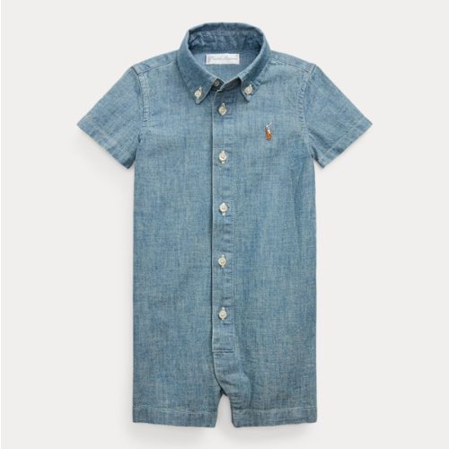 Indigo Cotton Chambray Shortall