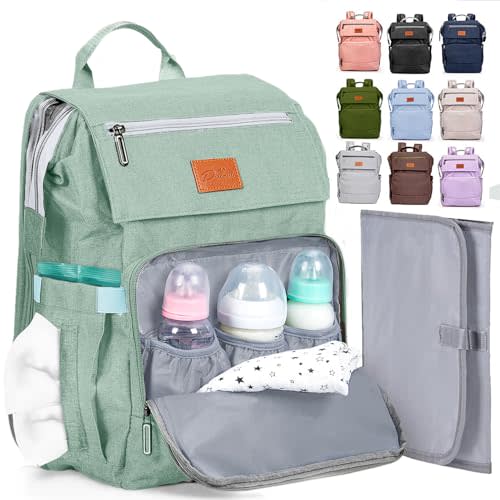 PILLANI Baby Diaper Bag Backpack - Large Bag for Boys & Girls, Waterproof Diaper Backpack - Travel Diaper Bags w/Changing Pad, Baby Registry Search & Shower Gifts - Essentials Must Haves Newborn Stuff