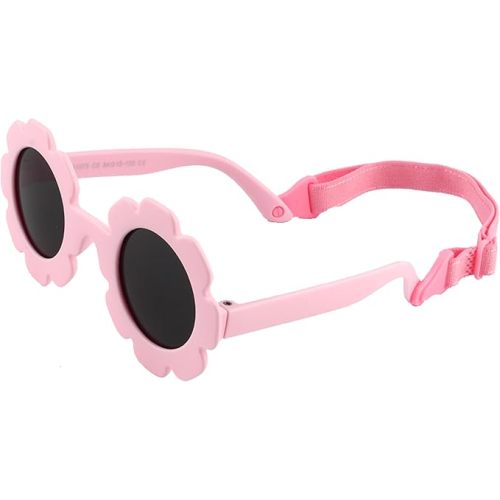 Baby flower Sunglasses with Strap girls Flexible Bendable Polarized Sunglasses for Infant Boys Girls 0-24 Months