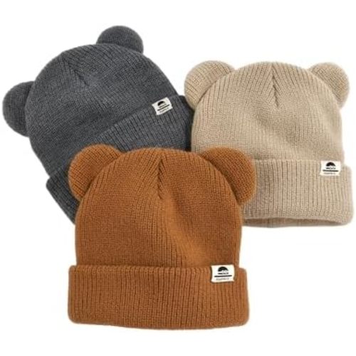 FURTALK Baby Beanie Winter Hat with Bear Ear for Infant Toddler Boys Girls Soft Knitted Skull Cap