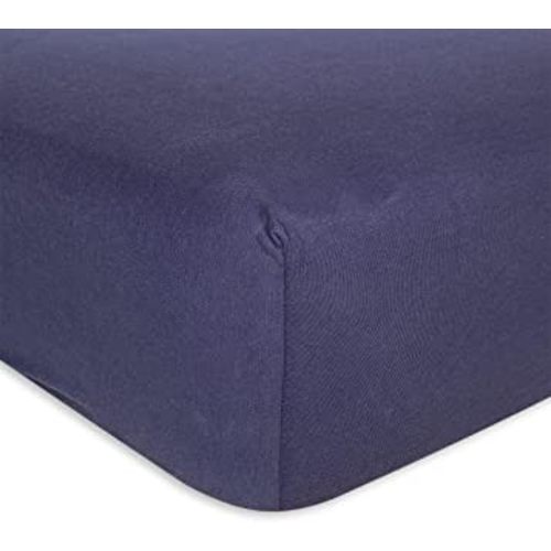 Burt's Bees Baby - Fitted Crib Sheet, Solid Color 100% Organic Cotton Crib Sheet for Standard Crib and Toddler Mattresses (Indigo Blue) 28" x 52" (Pack of 1)