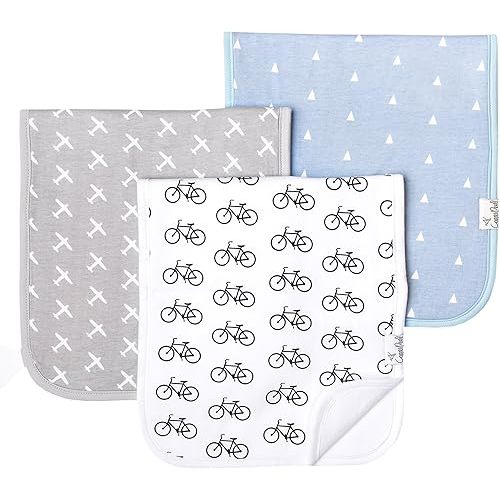 Copper Pearl Premium Baby Burp Cloths - 3-Pack Large Cotton Burp Cloths, Extra Soft Spit Up Rags with 3 Absorbent Layers, Perfect for Baby Boy and Baby Girl Gifts (21" x 10" Size, Cruise Set)