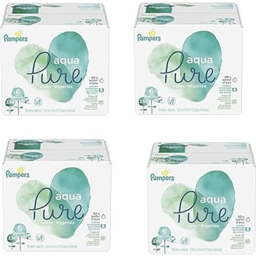 Pampers Aqua Pure 6X Pop-Top Sensitive Water Baby Wipes, 1344 Count