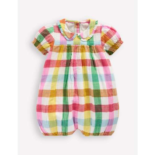 Double Cloth Romper-Multi Check