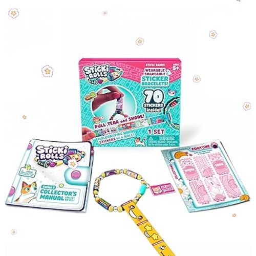 STICKI Rolls Sticki Bands - Wearable & Shareable Sticker Bracelet | Includes 70 Mini Stickers | 2 Mystery Reveal Sticki Rolls | Over 1000 Sticker Designs to Discover and Collect! (Series 1 Yellow)