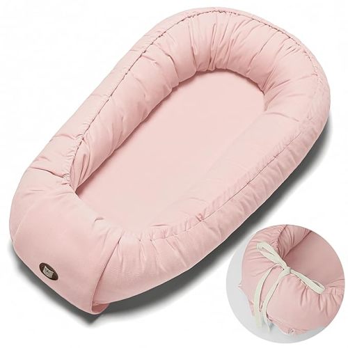 Baby Lounger, Adjustable Baby Lounger for Newborn 0-24 Months, Breathable & Soft Infant Lounger,Tummy Time Lounger for Home and Travel,Baby Girls & Boys Babies Stuff, Mother's Day Gift for Her, Pink