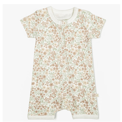 Organic Baby Short Zip Romper - Summer Floral