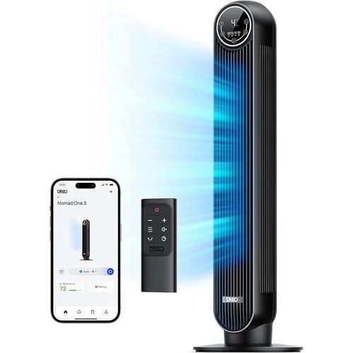 Dreo Tower Fan for Bedroom, Smart Oscillating Quiet Floor Fans