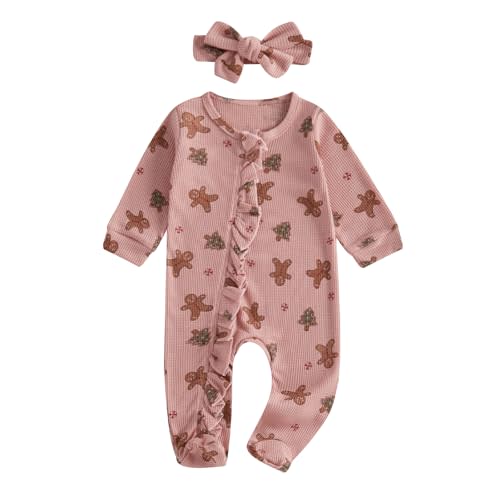 YINGISFITM Baby 3 6 Months Girl Clothes Newborn Onesie Ruffle Long Sleeve Ribbed Romper Jumpsuit One Piece Hospital Outfit