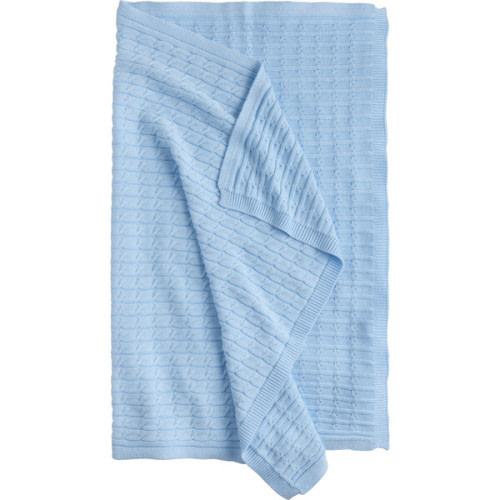 Cable Knit Blanket, Light Blue - Little English | Maisonette