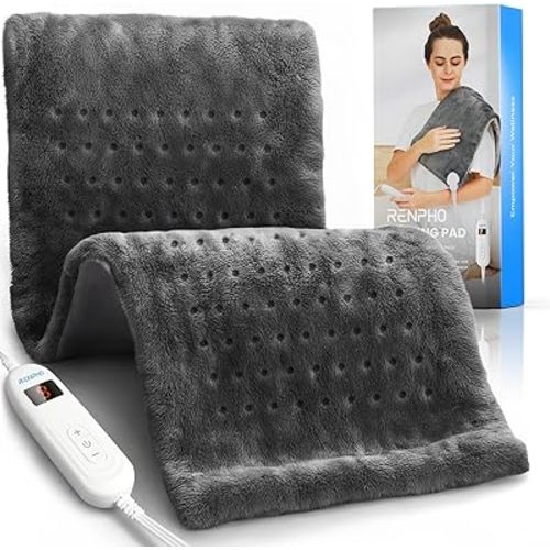 RENPHO Heating Pad for Back Pain & Period Cramps, FSA Eligible & HSA Store, Mothers Day Gifts & Birthday Gifts for Women Men,12" x24‘’ Electric Heat Pad for Neck and Shoulder, ETL Certified, Gray