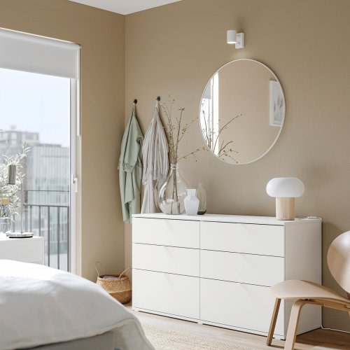 VIHALS 6-drawer dresser - white/anchor/unlock function 55 1/8x18 1/2x29 1/2 "