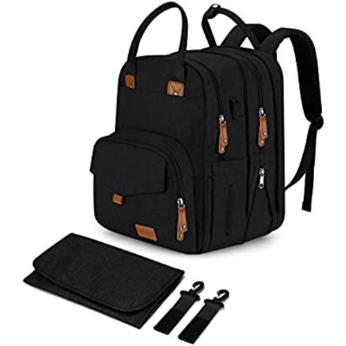 Diaper Bag Backpack - Spacious Large Baby Bag for 2 Kids (MAX) Twins Baby Stuff (23 Pockets), Expandable - Stylish Nappy Bag For Mom and Dad, Baby Shower Registry Gift - Multifunction Travel Back Pack