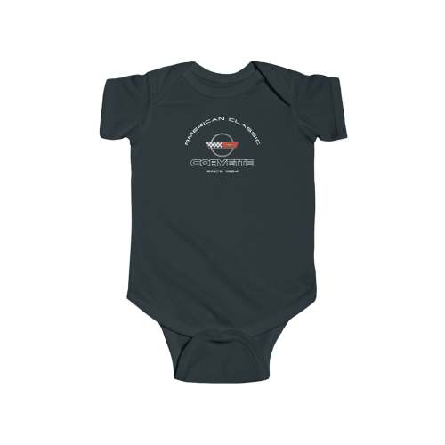 C4 Corvette Baby Short Sleeve Snap Bottom One Piece Fine Jersey Bodysuit