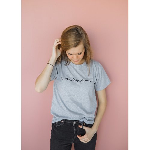 Mama Cursive Tee in Gray | Shop Little Dude