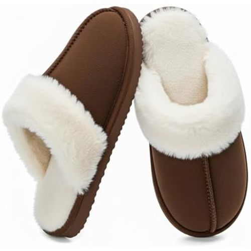 Fuzzy Slippers for Women Cozy Faux Fur House Shoes Winter Warm Memory Foam Slippers for Indoor and Outdoor