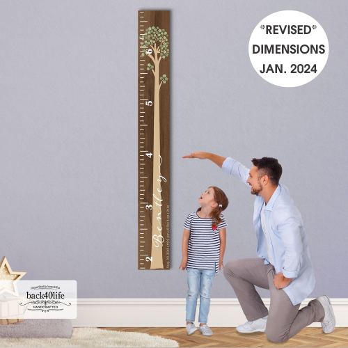 Custom Wooden Growth Chart - Personalized Height Ruler for Kids & Family Name Nursery Decor Tree Flowers GC-BNT