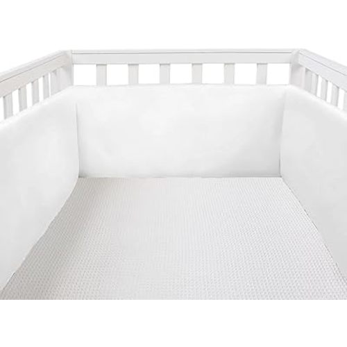 4Pcs Mesh Liner for Anti-Collision, Ventilate Solid Color Cushioned Pads Soft Padding for Crib Sides (White)