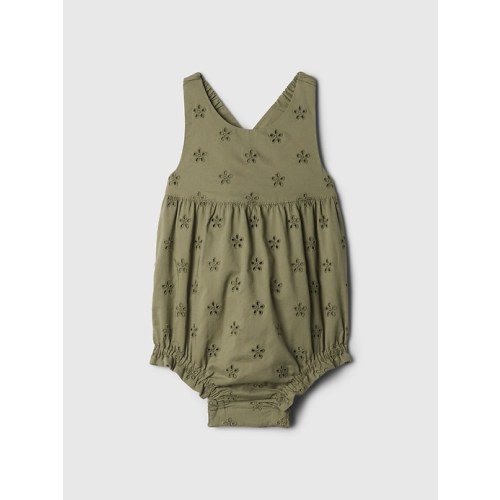 Baby Eyelet Bubble Shorty One-Piece in walden green, size: 3-6 M