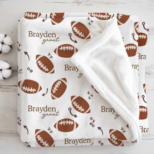 Personalized Football Blanket – Custom Name Fleece Blanket