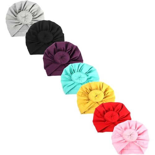Baby Turban Newborn Turbans for Baby Girls Head Wraps Bow Hats for Newborns Baby Beanie Hats Headraps - One Size - Multicolor