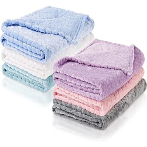 6 Pcs Baby Flannel Blanket Plush Warm and Cozy Blankets for Newborn Infant and Toddler, Soft Receiving Baby Blanket for Crib Stroller, Cozy Throw Blankets for Couch Sofa Bed, 30 x 40'' (Colorful)