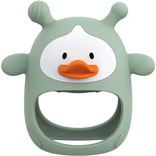 Baby Teething Toys,Silicone Baby Teether Toy for Infants 3+ Months, Never Drop Silicone Baby Mitten Teether for Soothing Teething Pain Relief, Baby Chew Toys for Sucking Needs, BPA Free (Green)