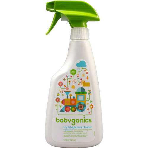 Babyganics Toy & Highchair Cleaner Spray, Fragrance Free, 17oz Spray Bottle