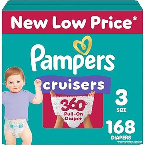 Pampers Diapers - Cruisers 360 - Size 3, 168 Count, Babyproof, up to 100% Leakproof Pull-On Diaper