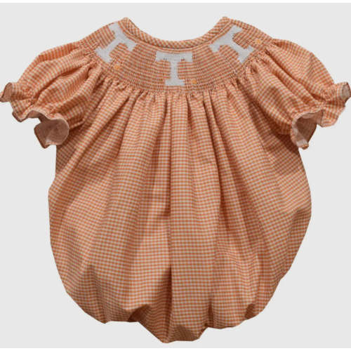 Tennessee Vols Smocked Orange Gingham Girls Bubble