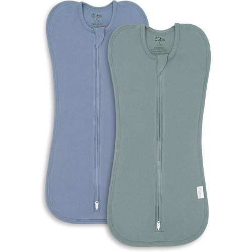 Comfy Cubs Swaddle Blanket Baby Girl Boy Easy Zipper Wrap 2 Pack Newborn Infant Sleep Sack (Large 3-6 Months, Nomadic Blue, Azul)