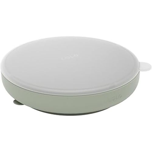 Lalo Suction Plates - 100% Silicone, Non-Toxic, BPA-Free Baby Plates with Suction Base To Prevent Accidental Tip-Overs - Suction Plates for Toddlers with Three Divided Sections - Sage