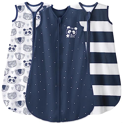 Yoofoss Baby Sleep Sack 12-18 Months Baby Wearable Blanket 100% Organic Cotton 2-Way Zipper Toddler Sleeping Sack，3 Pack Lightweight Sleep Sacks for Babies (Large)
