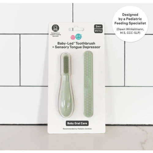 Baby-Led™ Toothbrush + Sensory Tongue Depressor Dual Pack from ezpz